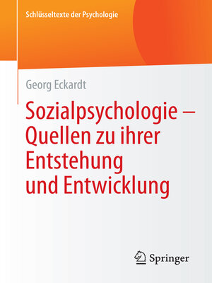 cover image of Sozialpsychologie – Quellen zu ihrer Entstehung und Entwicklung